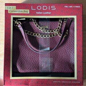 LODIS Emily 5-in-1 Convertible Crossbody Handbag Deep Burgundy Italian Leather